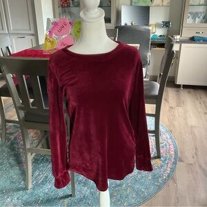 Cuddl Duds Velvet Long Sleeve Top - Deep Red